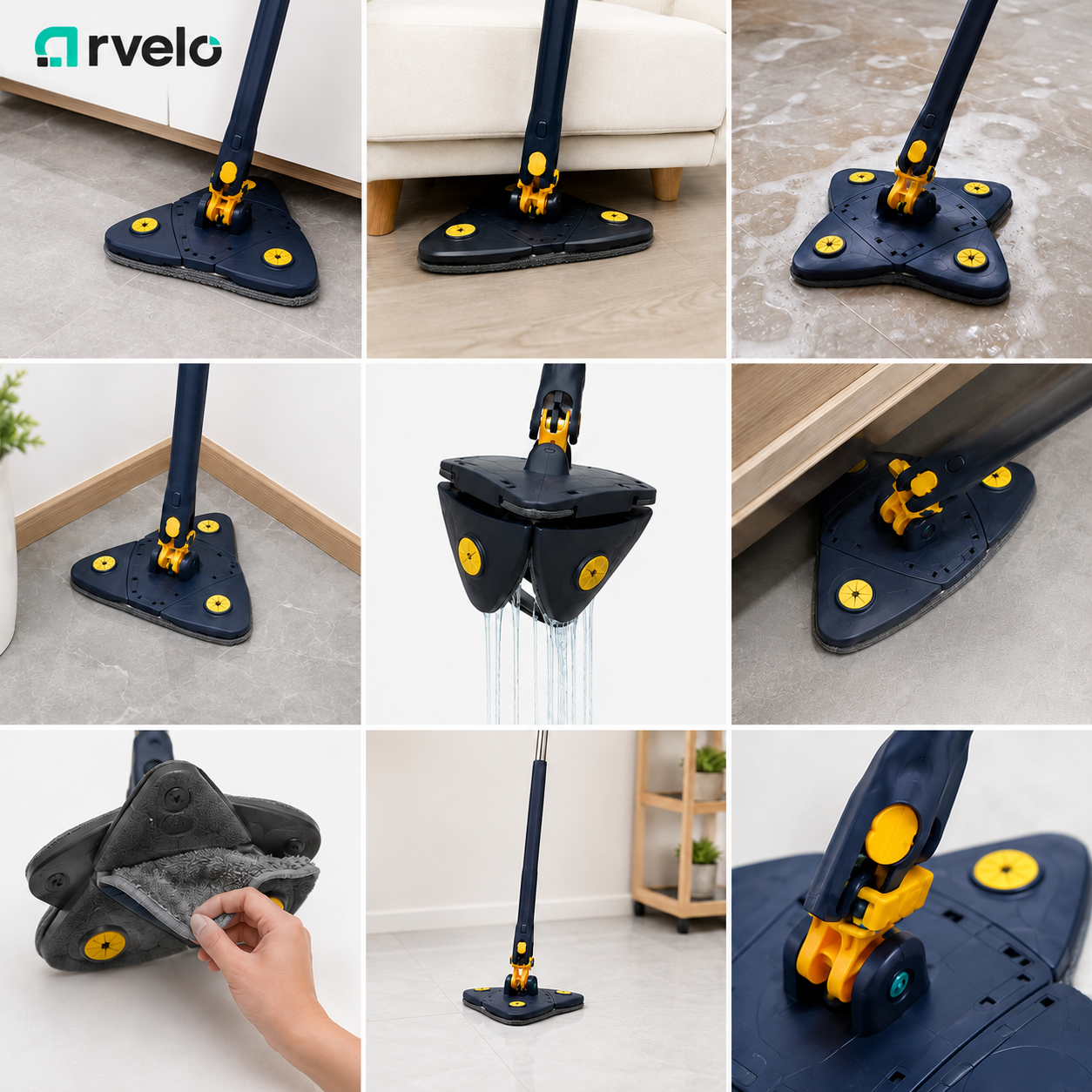 TRIMOP MAX™ Fregona de Limpieza telescópica 360* - Sistema autoescurrible, Microfibra reutilizable, Mango telescópico y Limpia más rápido y con mucho menos esfuerzo