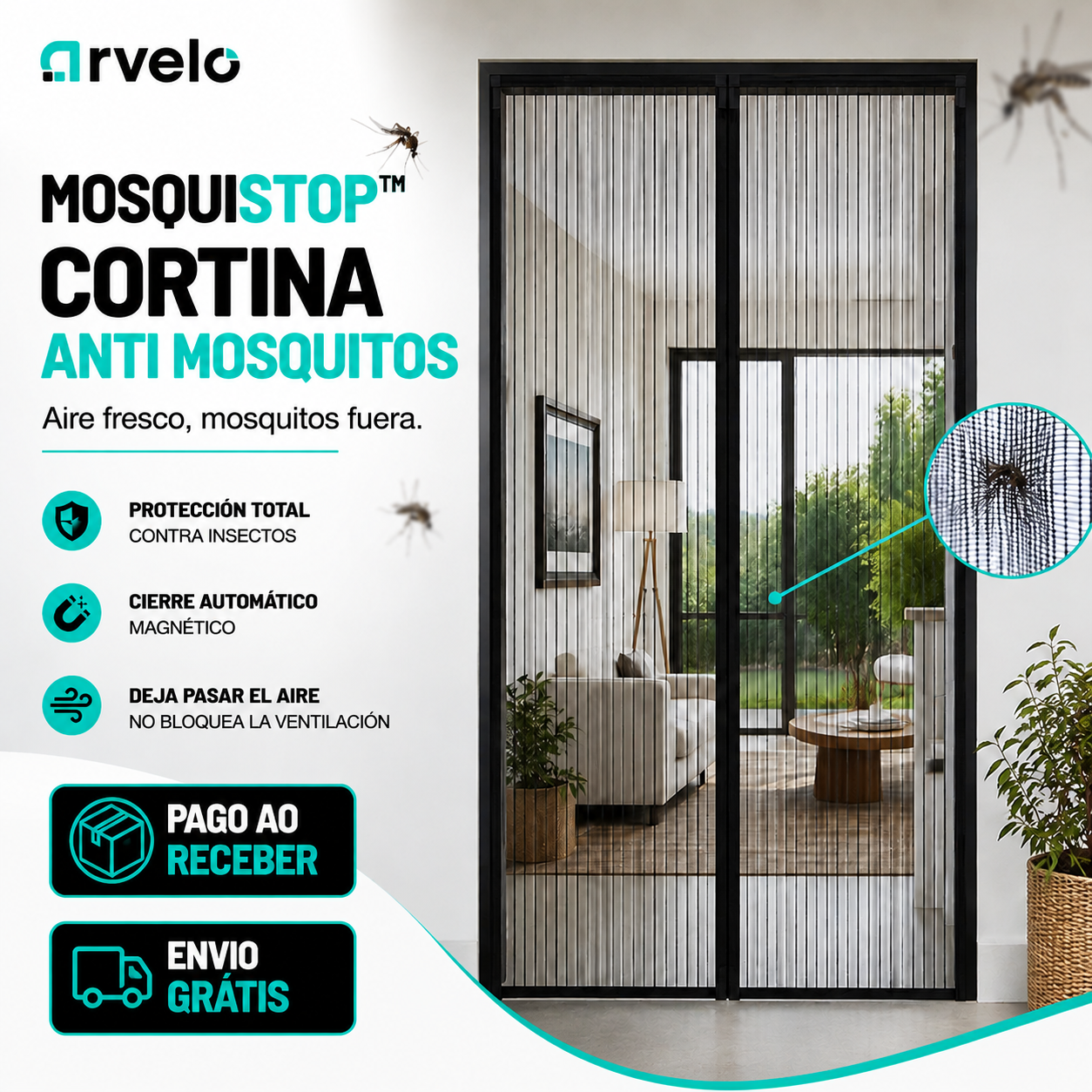 MosquiStop™ Cortina Magnética Antimosquitos - Imanes potentes, Sólido como una roca,  Instalación rápida.