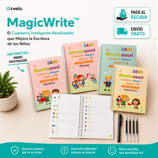 MAGICWRITE Cuaderno Mágico para Niños - Mejora la caligrafía, Ideal para niños de diferentes edades y niveles de aprendizaje.