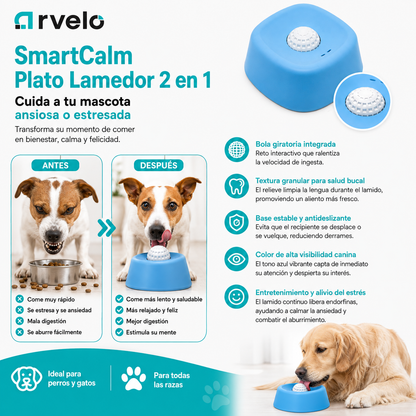 SmartCalm Plato Lamedor 2 en 1 — Reduce el estrés y mejora la digestão + AHORA, ENVIO GRATIS