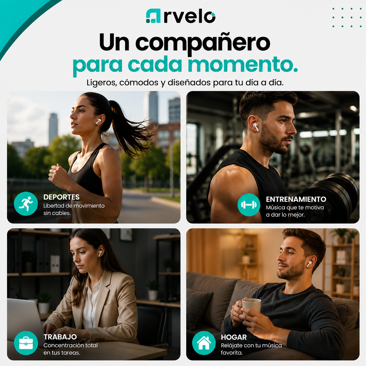 AIRBEAT PRO Auriculares Inalámbricos 2ª Generación - Sonido HD,  Bluetooth 5.3, con 30 horas de autonomía, Resistentes al sudor y Compatibles con iPhone, Android y Windows.