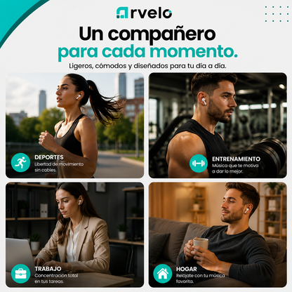 AIRBEAT PRO Auriculares Inalámbricos 2ª Generación - Sonido HD,  Bluetooth 5.3, con 30 horas de autonomía, Resistentes al sudor y Compatibles con iPhone, Android y Windows.
