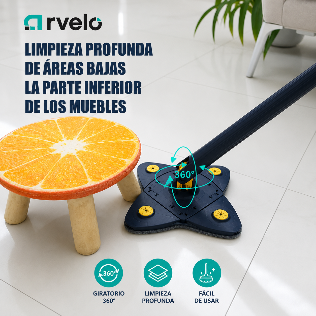 TRIMOP MAX™ Fregona de Limpieza telescópica 360* -  Sistema autoescurrible, Microfibra reutilizable, Mango telescópico y Limpia más rápido y con mucho menos esfuerzo