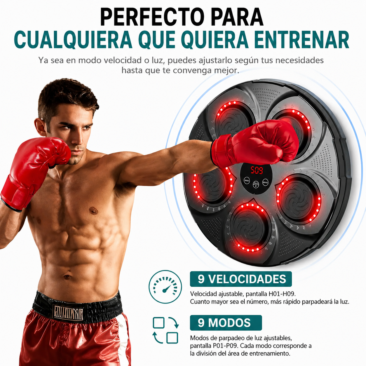 ReflexBox™ Máquina de boxeo inteligente - Bluetooth Integrado, Ejercicio Completo para Todo el Cuerpo, Ideal para Toda la Familia