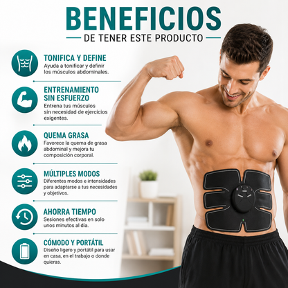 CorePulse™ Estimulador muscular -  Estimula los músculos abdominales con tecnología EMS y Compacto, cómodo y fácil de usar en casa