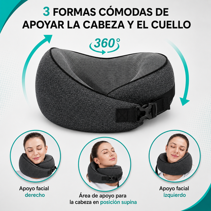 Viaja Confort™ Almohada de viaje - Reduce la tensión en cuello y hombros y Evita despertarte con molestias.
