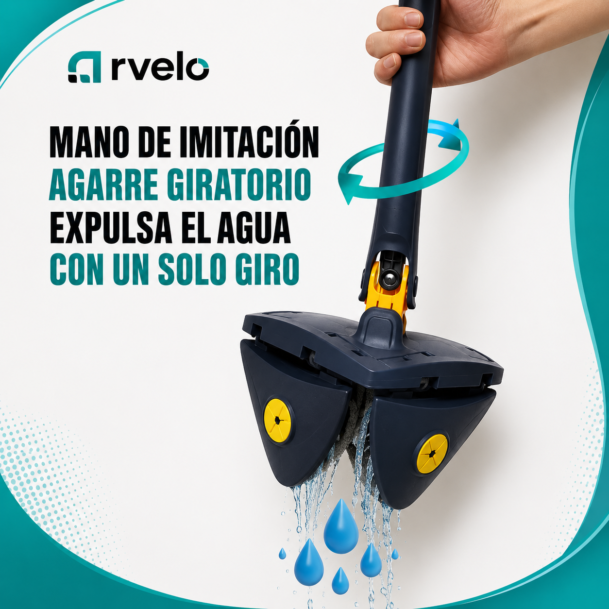 TRIMOP MAX™ Fregona de Limpieza telescópica 360* -  Sistema autoescurrible, Microfibra reutilizable, Mango telescópico y Limpia más rápido y con mucho menos esfuerzo