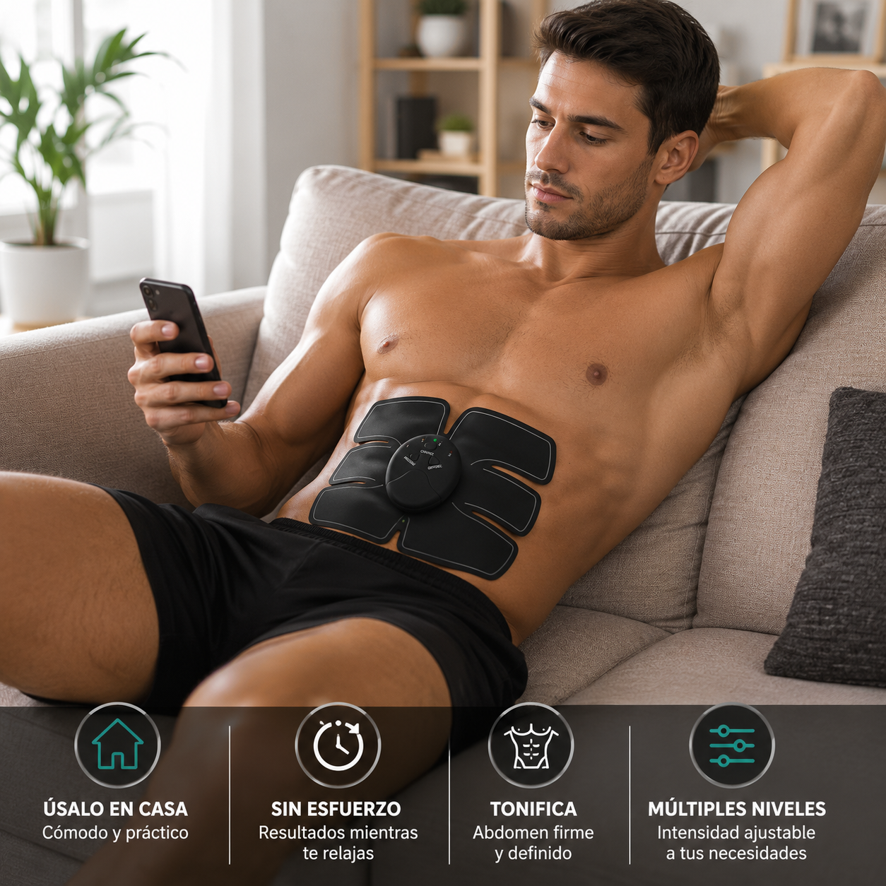 CorePulse™ Estimulador muscular -  Estimula los músculos abdominales con tecnología EMS y Compacto, cómodo y fácil de usar en casa