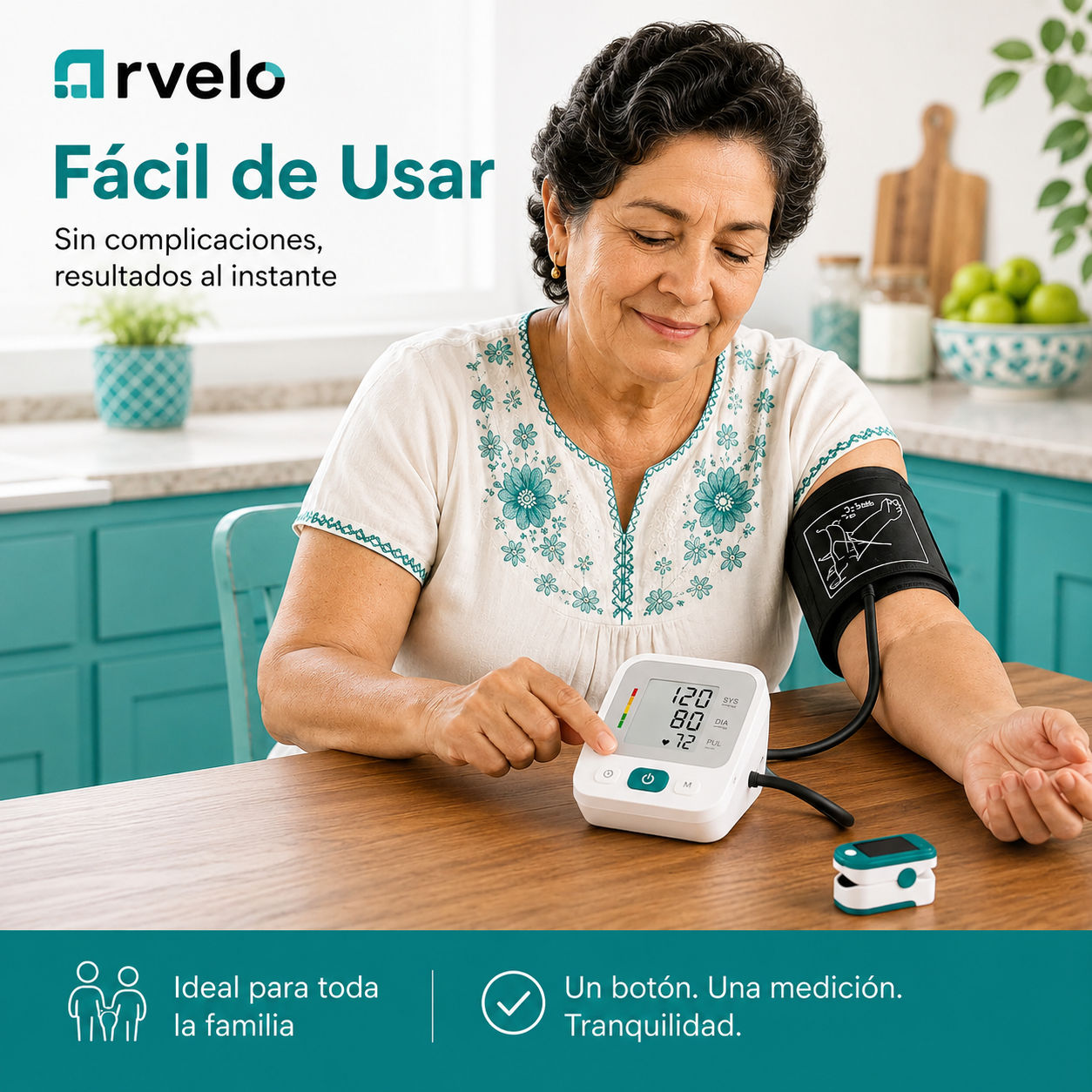 VITALCHECK Pack Inteligente para tu salud - Medición de SpO₂, Medición de frecuencia cardíaca, Rango de presión: 0–299 mmHg, Pulso: 40–200 lpm.