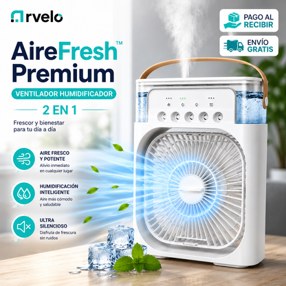 AIREFRESH Premium™ Ventilador, humidificador y nebulizador - Refresca tu espacio al instante, Ventilador potente,  Refrigeración por nebulización y Humidificador de aire