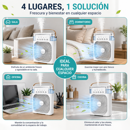 AIREFRESH Premium™ Ventilador, humidificador y nebulizador - Refresca tu espacio al instante, Ventilador potente,  Refrigeración por nebulización y Humidificador de aire