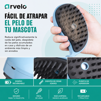 VapoPet™ Pro | Cepillo de Vapor para Perros y Gatos – Elimina el Pelo Suelto y Masajea con Suavidad