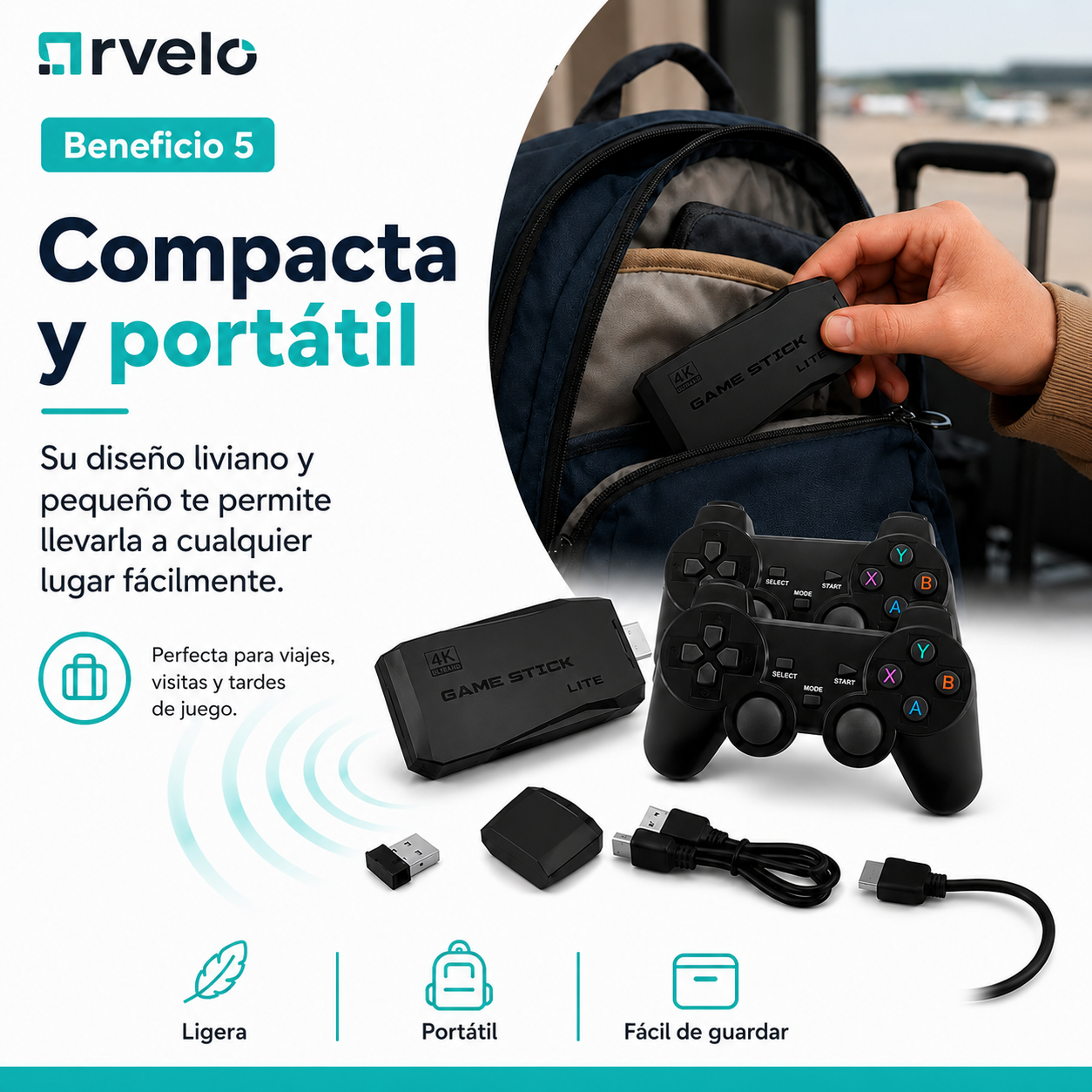RETROPLAY Videojuegos Retro - Más de 10.000 juegos, Dos mandos inalámbricos, Diversión para toda la familia y 4K