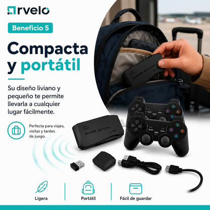 RETROPLAY Videojuegos Retro - Más de 10.000 juegos, Dos mandos inalámbricos, Diversión para toda la familia y 4K