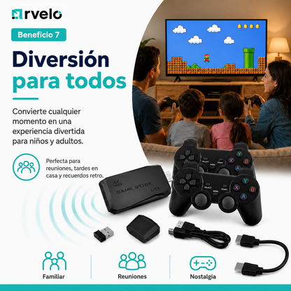 RETROPLAY Videojuegos Retro - Más de 10.000 juegos, Dos mandos inalámbricos, Diversión para toda la familia y 4K